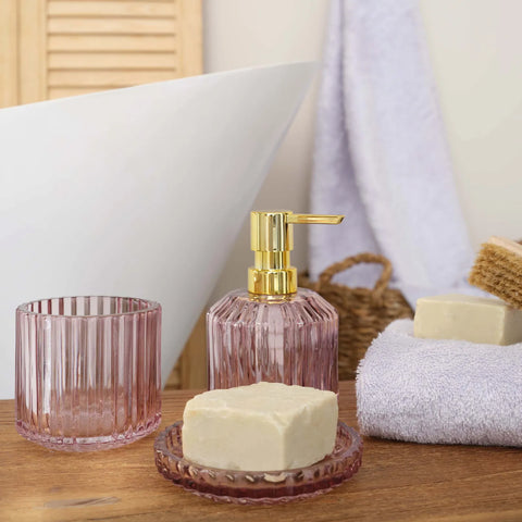 Line 3-Teiliges Badezimmer-Set Pink