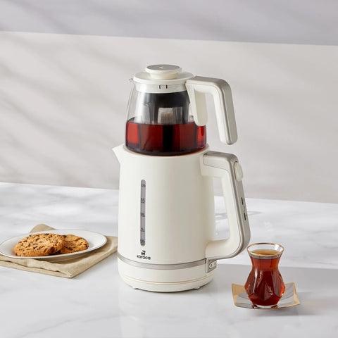 Karaca Maxi Tea XL 2in1 Teebereiter mit Glassieb und Wasserkocher Maulbeere