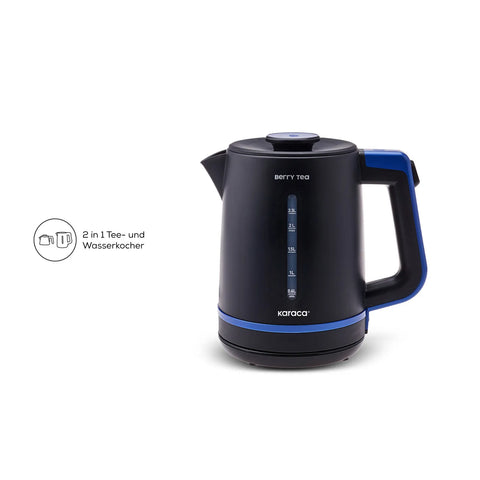 Karaca Berry Tea XL 2in1 Teebereiter mit Teekanne aus Stahl und Wasserkocher Blaubeere