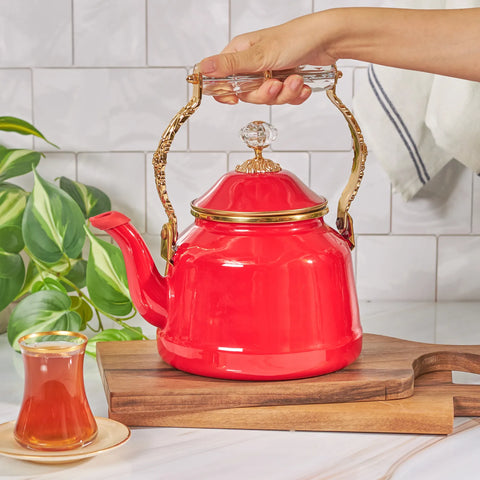 Karaca Troy Vintage Wasserkocher Rot