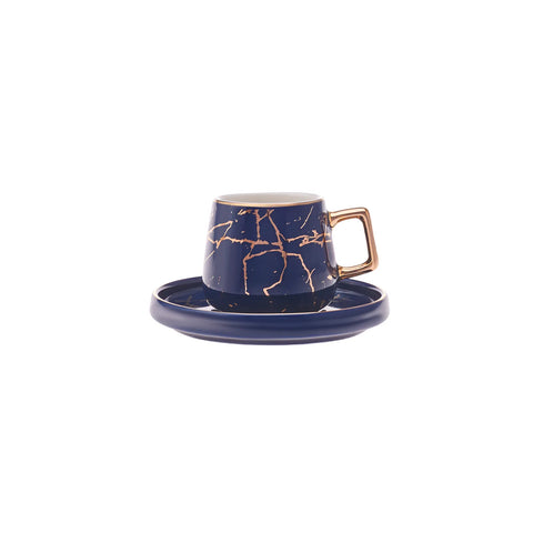 Karaca Marmor Rosa Blau 2er Set Kaffeetassen 80 ml