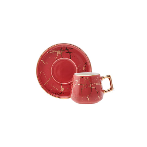 Karaca Marmor Rosa Blau 2er Set Kaffeetassen 80 ml