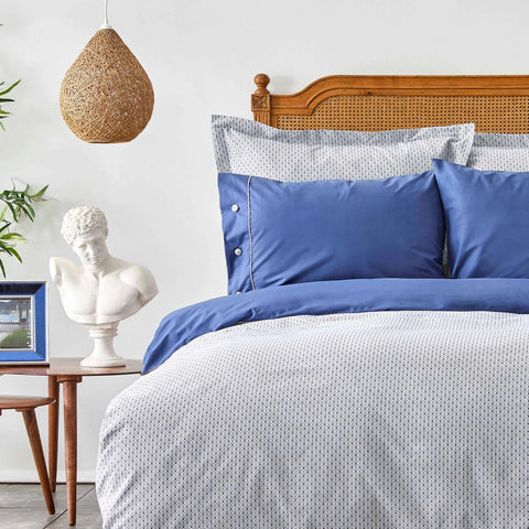 Sarah Anderson Oriena Indigo Aloe Vera 100% Baumwolle Doppelseitige Doppel Bettbezug Set