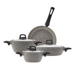 Karaca Biogranit Stella Gray 11-teiliges Kochtopfset mit Messerset Geschenk