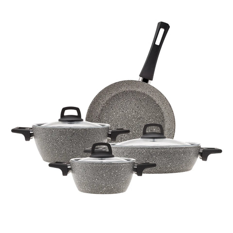 Karaca Biogranit Stella Gray 11-teiliges Kochtopfset mit Messerset Geschenk