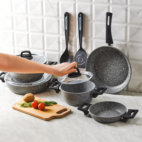 Karaca Biogranit Stella 10-teiliges Kochtopfset mit Service-Set 