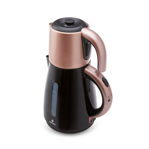 Karaca Daystar 2 in 1 Teekocher mit Stahl Teekanne Rosegold