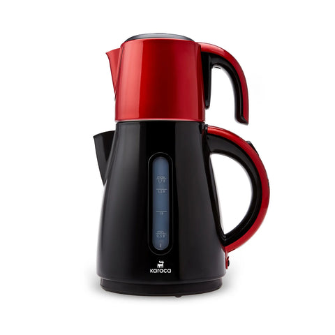 Karaca Daystar 2 in 1 Teekocher mit Stahl Teekanne Rotgold