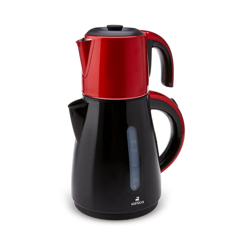 Karaca Daystar 2 in 1 Teekocher mit Stahl Teekanne Rotgold