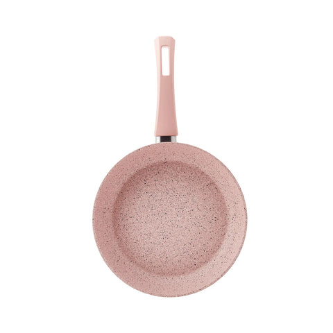 Karaca Biogranit Stella Pink 11-teiliges Kochtopfset mit Messerset