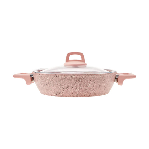 Karaca Biogranit Stella Pink 11-teiliges Kochtopfset mit Messerset