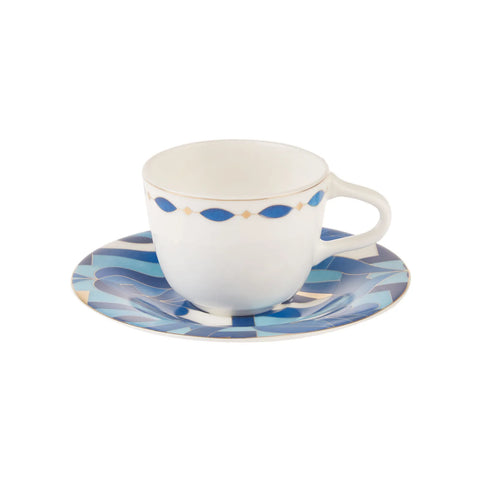 Karaca Fine Pearl Azur Kaffeetassen-Set für 6 Personen 100 ml