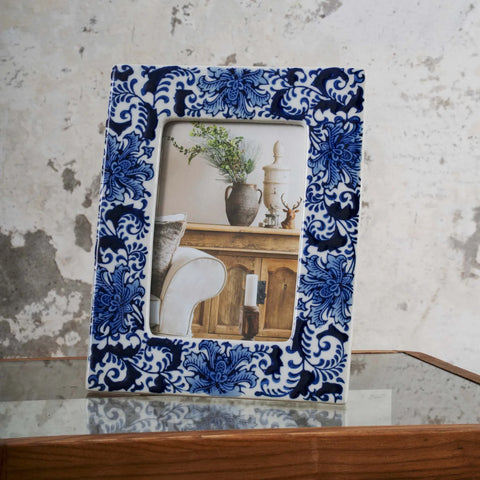 Karaca Home Blau Weiß Lora Rahmen 10x15 cm