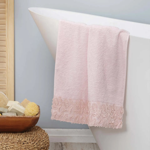 Karaca Home Serenity Powder 100% Baumwolle bestickter Bademantel Set
