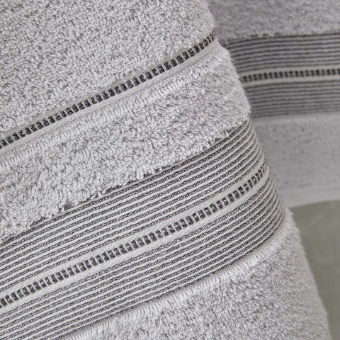 Karaca Home Elnara Powder Gray 100% Baumwolle Jacquard Familie Badezimmer Set