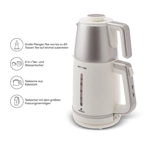 Karaca Berry Tea XL 2in1 Teekocher mit Stahleinsatz und Wasserkocher, Maulbeere, 1700W