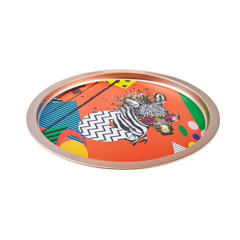 Karaca Zebra Metall Rundes Tablett