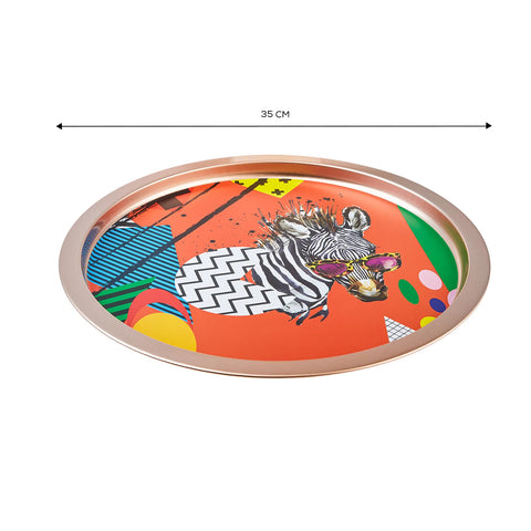 Karaca Zebra Metall Rundes Tablett