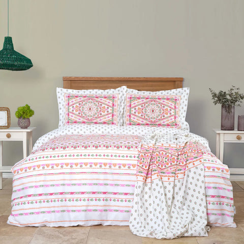 Karaca Home Fandy Grün Double 100% Baumwolle Pique Bettbezug Set