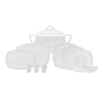 Karaca New Suha Creme 60-teiliges Porzellan Geschirr Set Quadratisch für 12 Personen