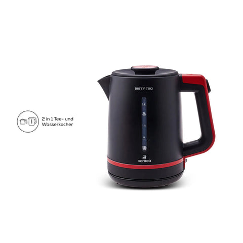Karaca Berry Tea XL 2in1 Teezubereiter und Wasserkocher mit Stahlkanne Cranberry