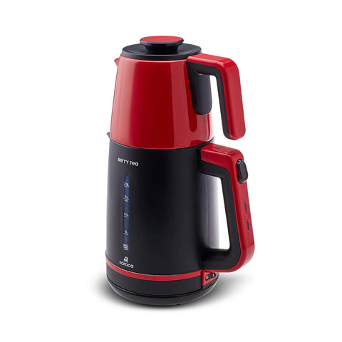 Karaca Berry Tea XL 2in1 Teezubereiter und Wasserkocher mit Stahlkanne Cranberry