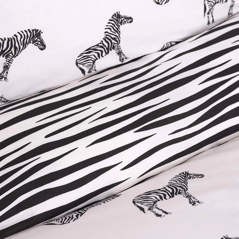 Sarah Anderson Zebra Kopfkissenbezug-Set für Doppelbettbezug aus 100% Baumwolle in Schwarz-