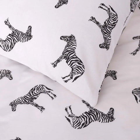 Sarah Anderson Zebra Kopfkissenbezug-Set für Einzelbettbezug aus 100% Baumwolle in Schwarz