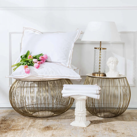 Karaca Home White Collection Victorie Bettbezugsset aus Perkal in Beige und Picot