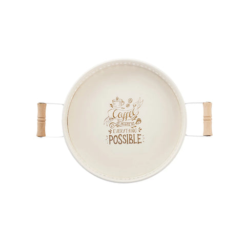 Karaca Country Rundes Tablett Creme 26 cm