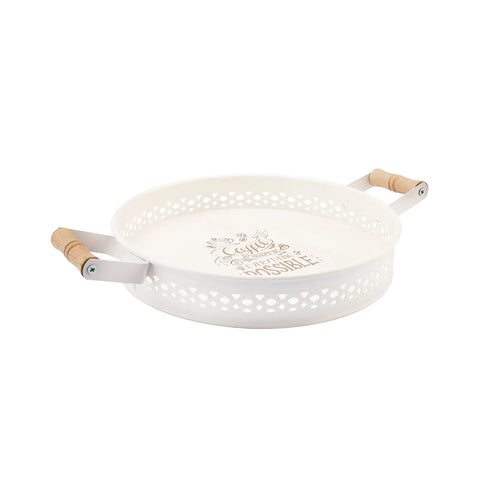 Karaca Country Rundes Tablett Creme 26 cm