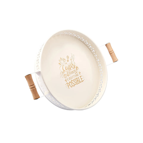 Karaca Country Rundes Tablett Creme 26 cm