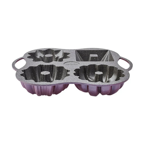 Karaca Cake pro aluminium guss dekorative bundt kuchen form, 4 stück, 28cmx35cm, rosa