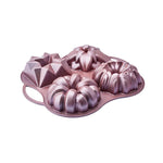 Karaca Cake pro aluminium guss dekorative bundt kuchen form, 4 stück, 28cmx35cm, rosa