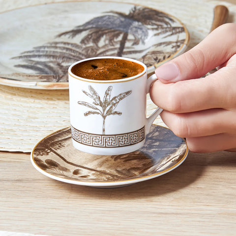 Karaca Palmiye Kaffeetassen Set 80 ml für 6 Personen