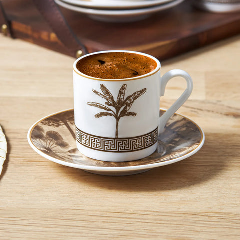 Karaca Palmiye Kaffeetassen Set 80 ml für 6 Personen