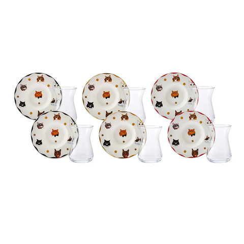 Karaca Cat 12 teiliges Teeset für 6 Personen