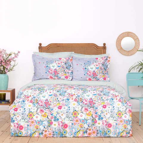 Karaca Home Dulce Blau 100% Baumwolle Doppel Bettbezug Set