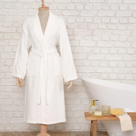 Karaca Home Daily Soft Offwhite 100% Baumwolle Herren Bademantel L/XL