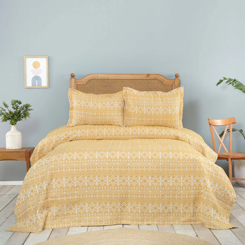 Karaca Home Aria Mustard Doppelte Tagesdecke Set