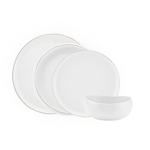 Karaca Streamline Hole Gold Porzellan Geschirr 24 Teile für 6 Personen