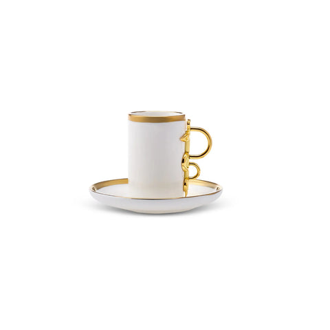 Karaca Sahmeran Weiße Kaffeetasse Set für 2 Personen 100 ml