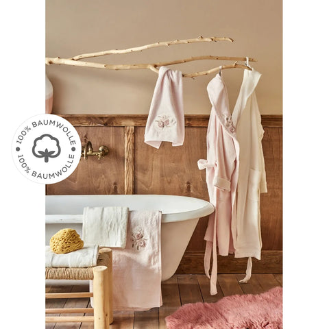 Karaca Home Goldie 3D Gesticktes Offwhite-Pulver Familienset