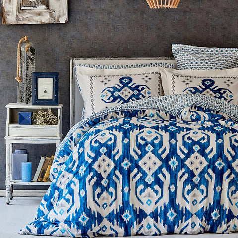 Karaca Home Neos Blaues Baumwolle Doppel Bettbezug-Set