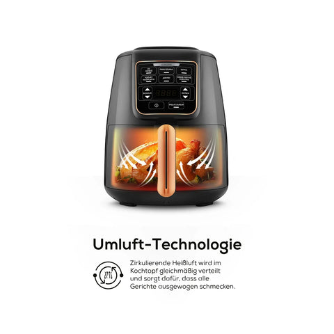 Karaca Air Cook XL 2 in 1 Sprechender Airfryer  Schwarz Kupfer