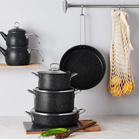 Karaca Biogranit Steel Plus 14-Piece Mitgift-Set Schwarz