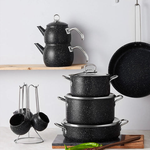Karaca Biogranit Steel Plus 14-Piece Mitgift-Set Schwarz