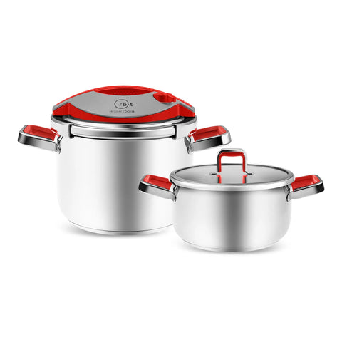 Karaca Orbit Rot Schnellkochtopf Set 4+6 Liter