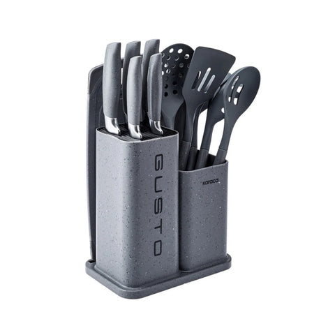Karaca Gusto 12-teiliges Graues Messer- und Schneıdebrett-Set Grau