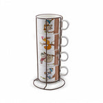 Karaca Branch 4-Piece Mug With Stand